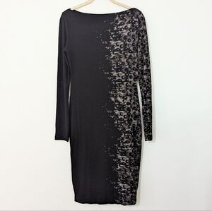 Isabel De Pedro Abstract Print Knee Length Dress Jersey Knit Black Size 10